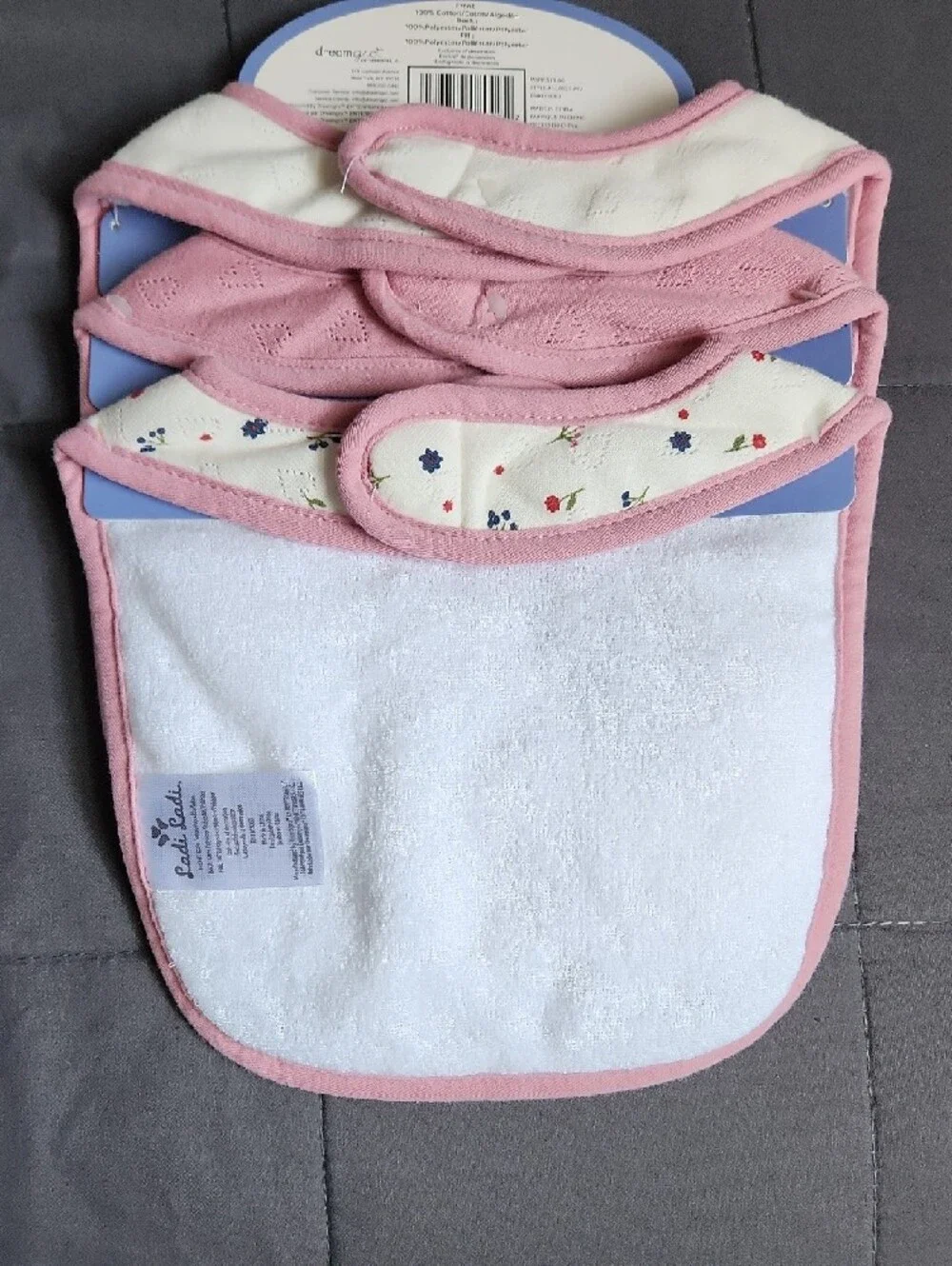 Pink & White Floral Baby Bibs - 3 Pack